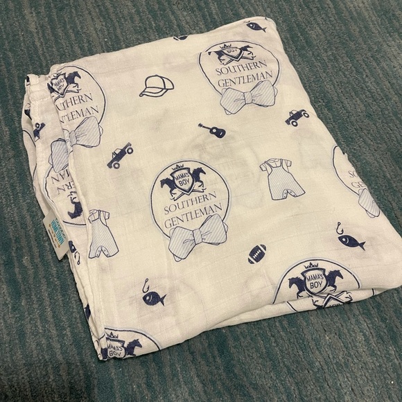 Little Hometown Southern Gentleman Baby Muslin Swaddle Blanket - Picture 2 of 3